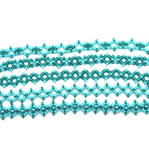 Diamond and Pearls Bead Weaving Bracelet Kit Teal - Makes 5 - Riverside Beads