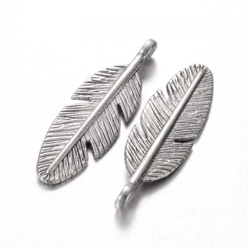 Silver Plated Feather Charms - Riverside Beads