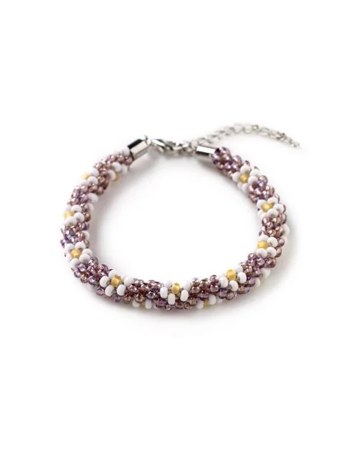 Julie Purple Beaded Flower kumihimo kit - riverside beads