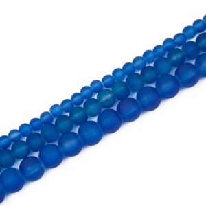Frosted Glass Bead - Dark Blue