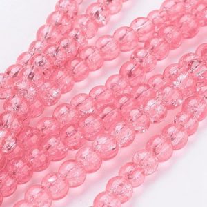 Crackled Glass Beads - Baby Pink - Riverside Beads