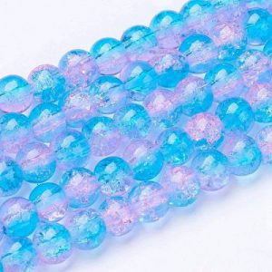 Crackled Glass Bead Pink Blue - Riverside Beads