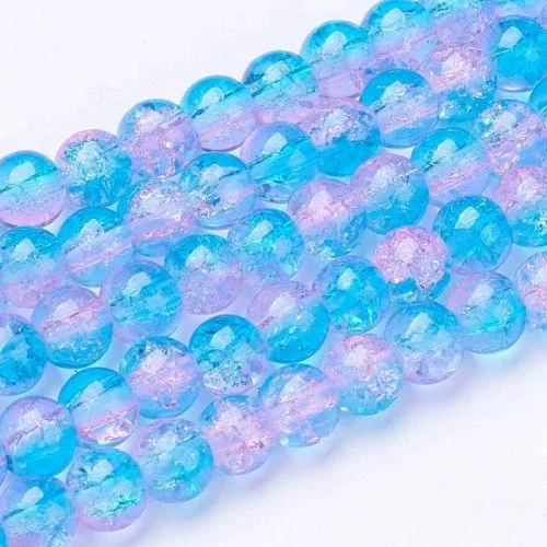 Crackled Glass Beads - Pink - Blue - Riverside Beads