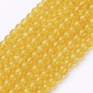 Crackled Glass Bead - Yellow - Riverside Beads