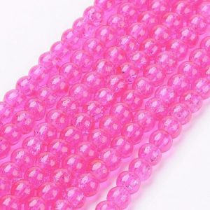 Crackled Glass Beads - Hot Pink - Riverside Beads