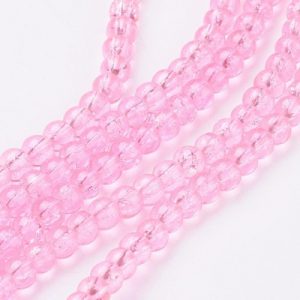 Crackled Glass Bead - Pink - Riverside Beads
