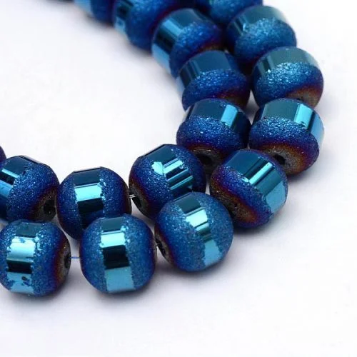 Textured Glass Beads - Blue