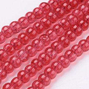Crackled Glass Bead - Red - Riverside Beads