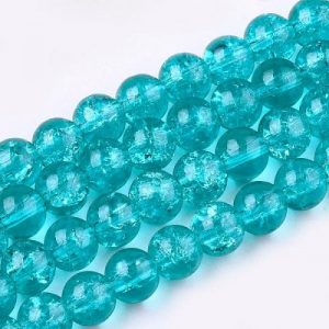 Crackled Glass Bead - Turquoise - Riverside Beads