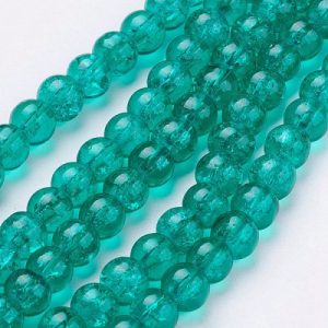 Crackled Glass Beads - Teal - Riverside Beads
