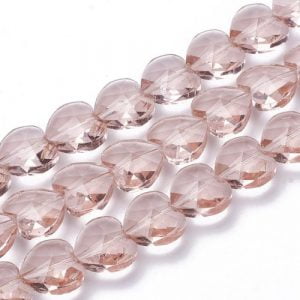 Glass Faceted Heart Beads 14mm - Riverside Beads