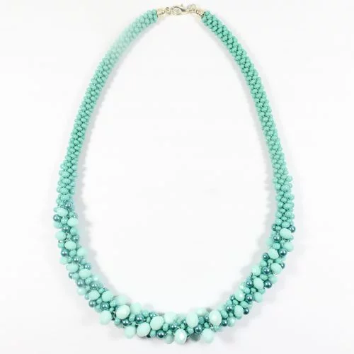 Teal Crystal Kumihimo Necklace - Gaynor - Riverside Beads
