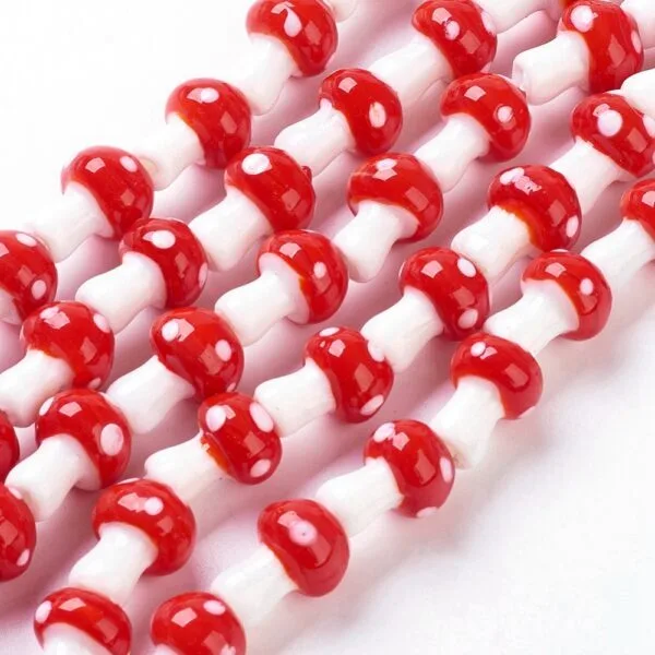 Glass Lamp work Toadstool Beads