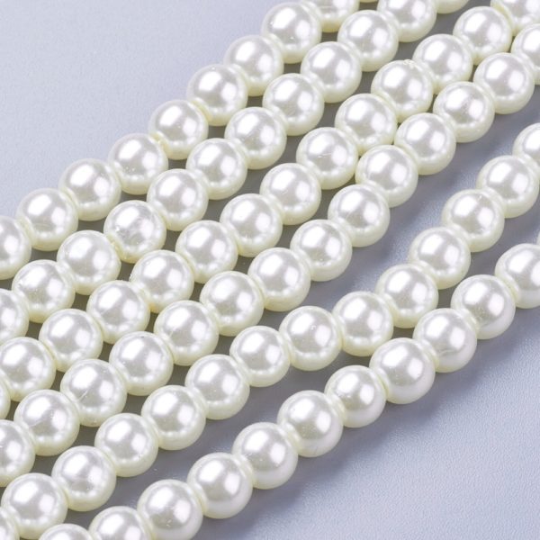 Glass Pearls - Cream - 3mm, 4mm, 6mm, 8mm - Riverside Beads