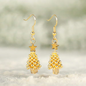 Gold Beaded Christmas Tree Earrings - Riverside Beads