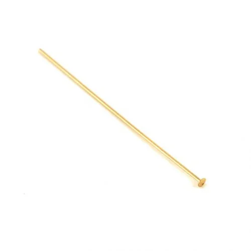 50mm Flat End Headpin - Gold Plated - Riverside Beads