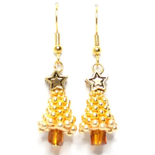 Gold Tree Earrings Sparkle-riverside beads