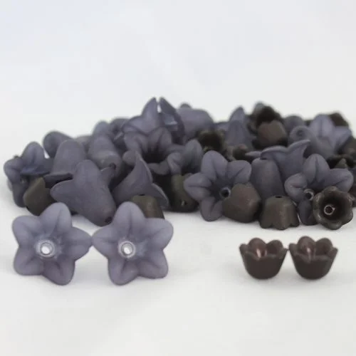Acrylic Lucite Flower Bead Collection - Black and Grey