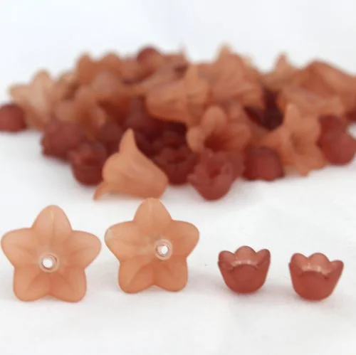 Acrylic Lucite Flower Bead Collection - Brown