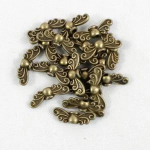 Angel Wings Antique Brass Mini Swirl - Riverside Beads