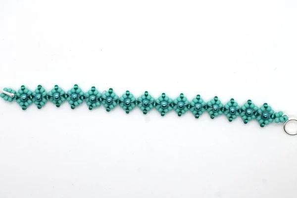 Diamond and Pearls Bead Weaving Bracelet Kit Teal - Makes 5 - Image 6
