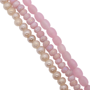 3 Strands of Glass Beads - Rose Quartz - Riverside Beads