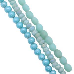 3 Strands of Glass Beads - Misty Teal - Riverside Beads