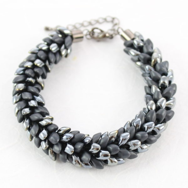 Gunmetal Beaded Magatama Bracelet - Riverside Beads