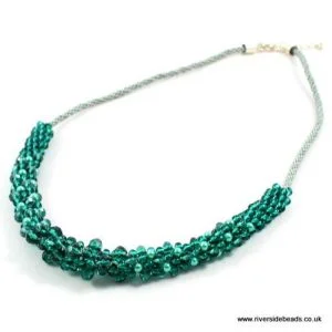 Teal Crystal Kumihimo Necklace-riverside beads