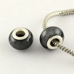 Large Hole Acrylic European Beads - Gunmetal - Riverside Beads