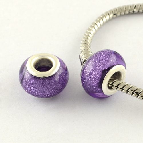 Large Hole Acrylic European Beads - Purple - Riverside Beads