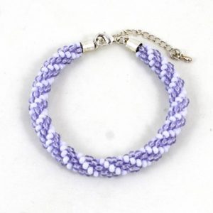 Lilac Beaded Kumihimo Bracelet-riverside beads