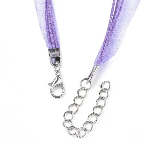Ribbon Cord Necklace Lilac - Image 2