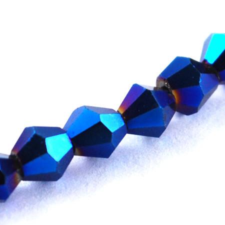 Crystal Bicone Bead Metallic Blue - 4mm - Beads - Riverside Beads