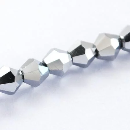 Crystal Bicone Bead - Metallic Silver
