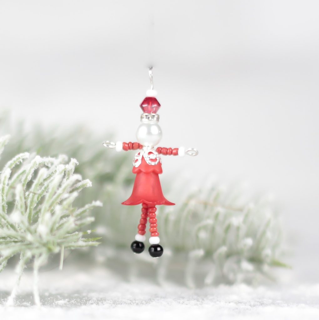 Beaded Mrs Claus Charms - Riverside Beads