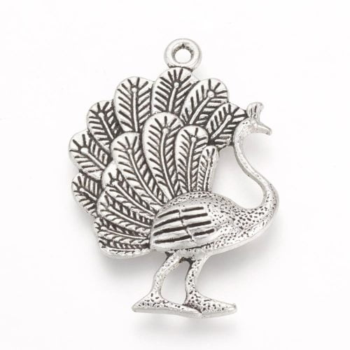 Peacock Charms - Silver Plated - Riverside Beads
