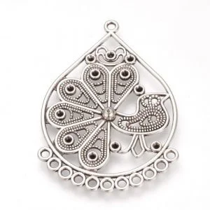 Peacock Charms - Silver Plated - Riverside Beads