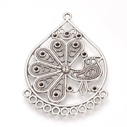 Peacock Charms - Silver Plated - Riverside Beads