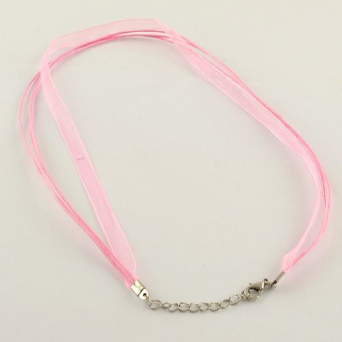 Ribbon Cord Necklace Pink - Riverside Beads