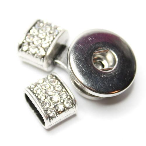 Popper Jewellery Clasp Diamante - Silver - Riverside Beads