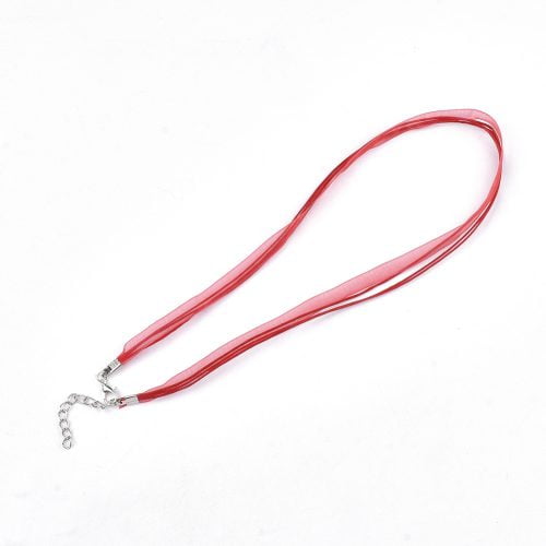 Ribbon Cord Necklace Red - Riverside Beads
