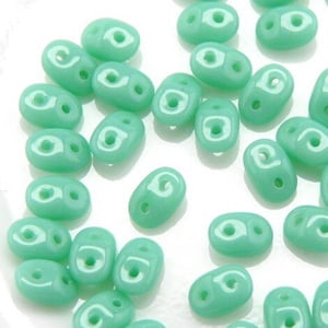 Czech SuperDuos - Opaque Turquoise Green - Riverside Beads