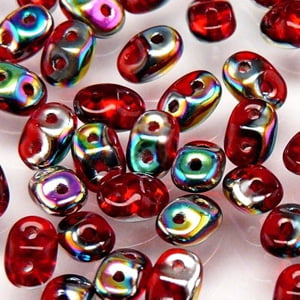 Czech MiniDuos - Ruby Vitrail - Riverside Beads