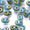 Czech SuperDuos - Turquoise Blue Picasso - Riverside Beads