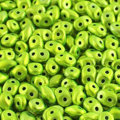 Czech SuperDuos - Metalust Electric Green - Riverside Beads