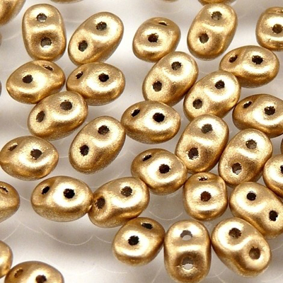 Czech MiniDuos - Crystal Gold Matt Metallic - Riverside Beads