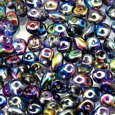 Czech MiniDuos - Magic Blue Pink (Blueberry) - Riverside Beads
