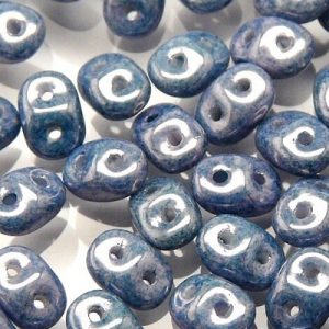 Czech MiniDuos - Chalk Blue Luster - Riverside Beads