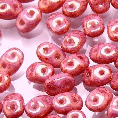 Czech MiniDuos - Chalk Red Luster - Riverside Beads